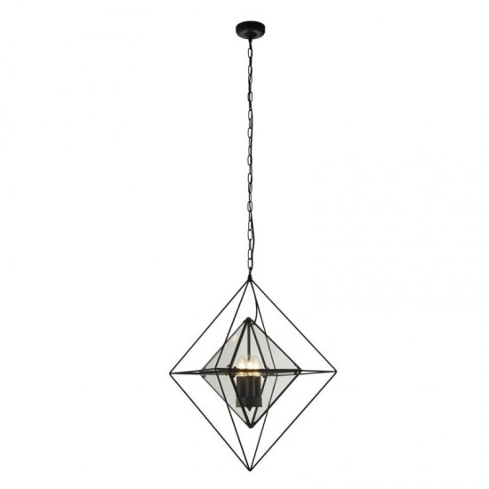 59603-006 Matt Black 3 Light Pendant with Clear Glass