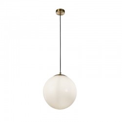 72017-006 Satin Brass Pendant with White Opal Glass