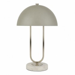 21338-006 Satin Nickel & White Marble Table Lamp with Grey Metal Shade