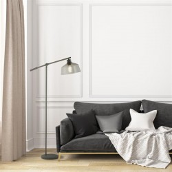 20876-006 Grey Floor Lamp with Clear Glass Shade