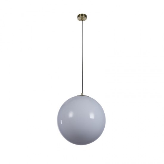 72019-006 Satin Brass Pendant with White Opal Glass