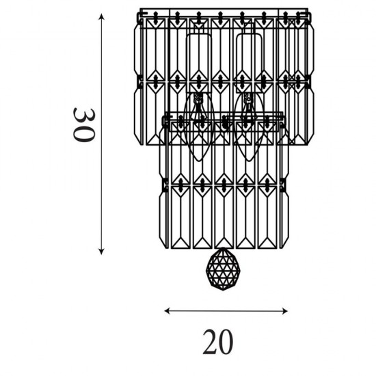 79207-006 Antique Brass 2 Light Wall Lamp with Clear Crystal