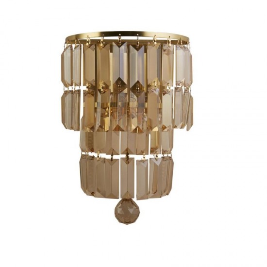 75413-006 Satin Brass 2 Light Wall Lamp with Champagne Crystal