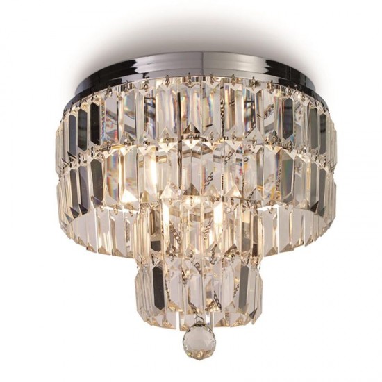 72024-006 Chrome 4 Light Flush with Crystal