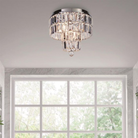 72024-006 Chrome 4 Light Flush with Crystal