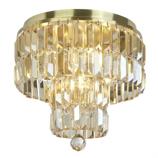 72025-006 Satin Brass 4 Light Flush with Champagne Crystal