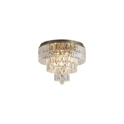 79209-006 Antique Brass 6 Light Flush with Clear Crystal