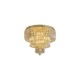 79210-006 Satin Brass 6 Light Flush with Champagne Crystal