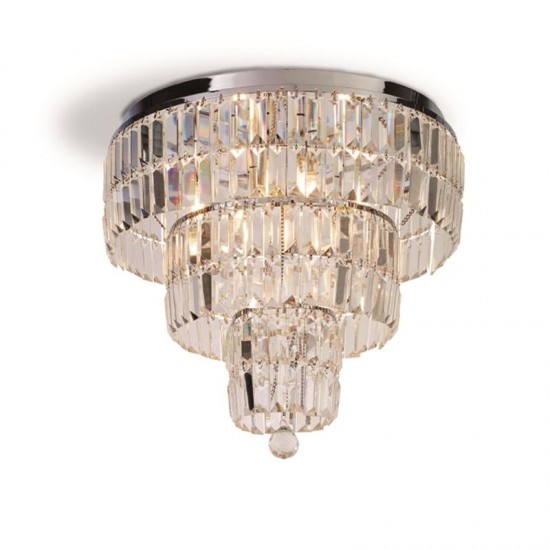 72026-006 Chrome 6 Light Flush with Crystal