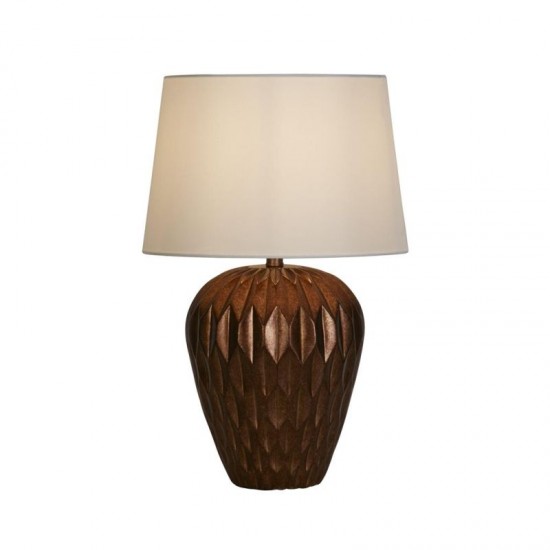 75477-006 Bronze Table Lamp with White Linen Shade