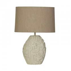 75478-006 Cream Resin Table Lamp With Oatmeal Linen Shade