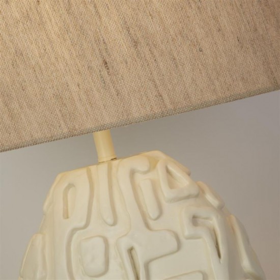 75478-006 Cream Resin Table Lamp With Oatmeal Linen Shade