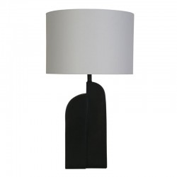 75479-006 Matt Black Ceramic Table Lamp with White Linen Shade