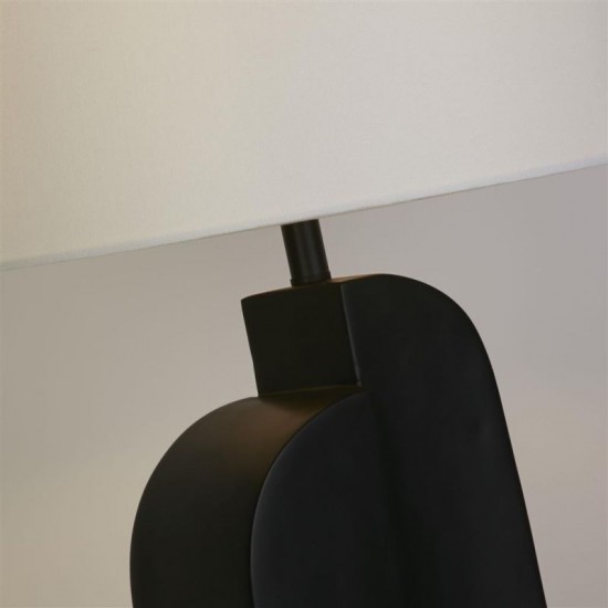 75479-006 Matt Black Ceramic Table Lamp with White Linen Shade