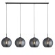 61811-006 Black 4 Light over Island Fitting with Smoked Mirrored Glasses