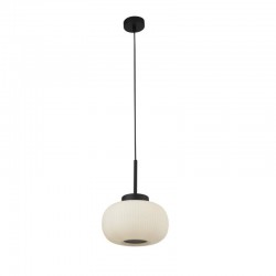 61815-006 Black Pendant with White Ribbed Glass 61815-006 Black Pendant with White Ribbed Glass