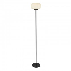 61817-006 Black Floor Lamp with White Ribbed Glass 61817-006 Black Floor Lamp with White Ribbed Glass