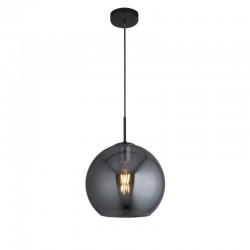 61820-006 Black Globe Pendant with Smoked Mirrored Glass