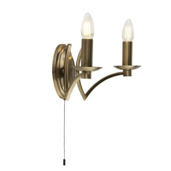 61875-006 Antique Brass 2 Light Wall Lamp