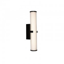 61922-006 Black Wall Lamp with Ribbed Clear & White Glass