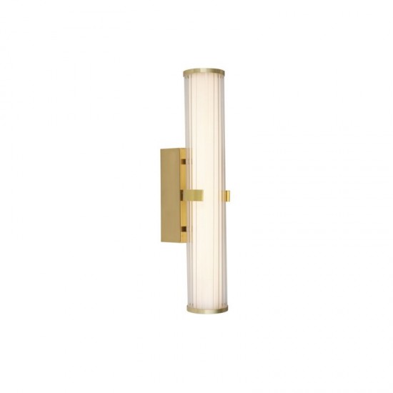 61923-006 Gold Wall Lamp with Ribbed Clear & White Glass