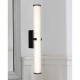 61925-006 Black Wall Lamp with Ribbed Clear & White Glass