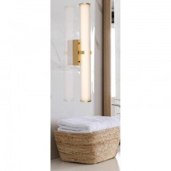 61926-006 Gold Wall Lamp with Ribbed Clear & White Glass