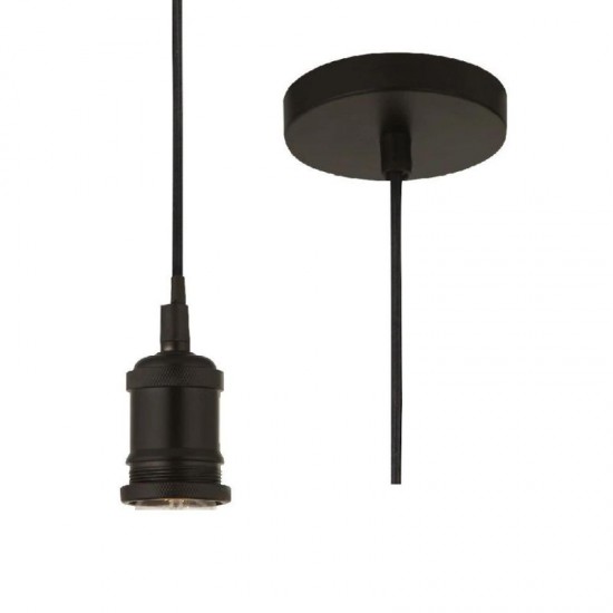 61958-006 - Free LED Big Globe Bulb Included | Matt Black Suspension E27