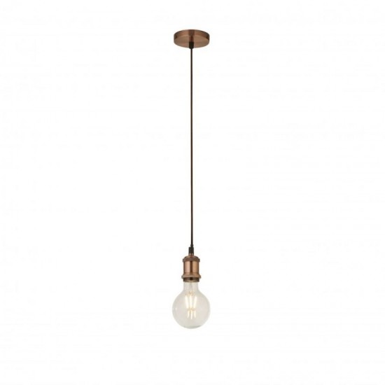 61960-006 - Free LED Big Globe Bulb Included | Antique Copper Suspension E27