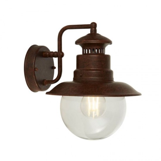 61964-006 Outdoor Rustic Brown Wall Lamp with Clear Glass