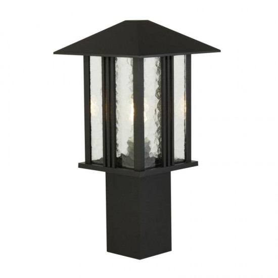 61969-006 Outdoor Black Post with Clear Water Glass