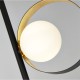 61977-006 Black & Gold 3 Light Floor Lamp with Opal Glass Shades