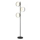 61977-006 Black & Gold 3 Light Floor Lamp with Opal Glass Shades