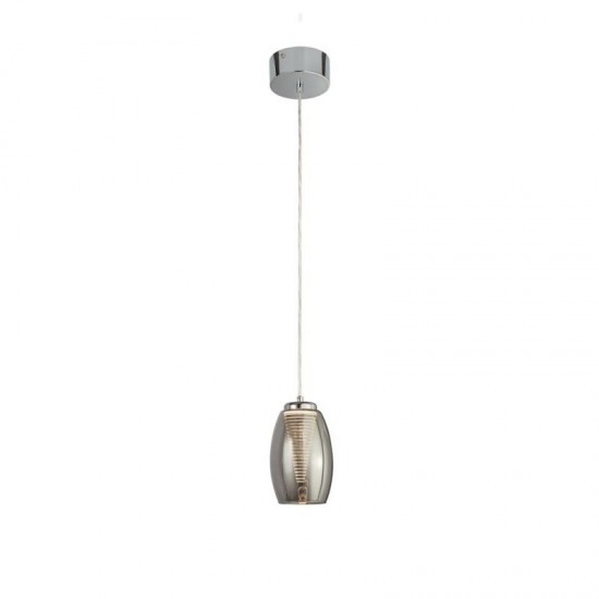 62002-006 Chrome LED Pendant with Smoked Mirrored Glass
