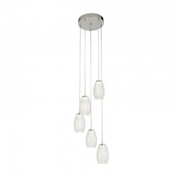 62003-006 Chrome 5 Light LED Cluster Pendant with Clear Glasses 62003-006 Chrome 5 Light LED Cluster Pendant with Clear Glasses
