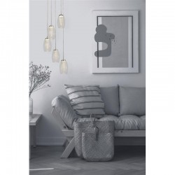 62003-006 Chrome 5 Light LED Cluster Pendant with Clear Glasses 62003-006 Chrome 5 Light LED Cluster Pendant with Clear Glasses