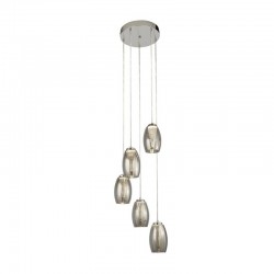 62004-006 Chrome 5 Light LED Cluster Pendant with Smoked Mirrored Glasses 62004-006 Chrome 5 Light LED Cluster Pendant with Smoked Mirrored Glasses