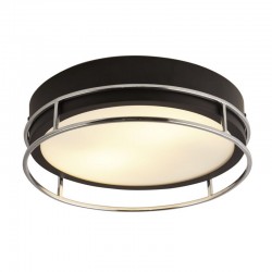 72035-006 Bathroom Black & Chrome 2 Light Flush with Frosted Glass