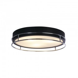 72037-006 Bathroom Black & Chrome 3 Light Flush with Frosted Glass