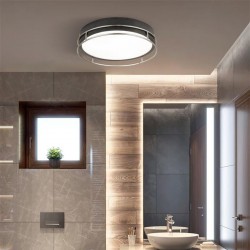 72037-006 Bathroom Black & Chrome 3 Light Flush with Frosted Glass