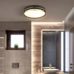 72038-006 Bathroom Black & Brass 3 Light Flush with Frosted Glass