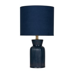 79220-006 Navy Ceramic Table Lamp with Navy Velvet Shade