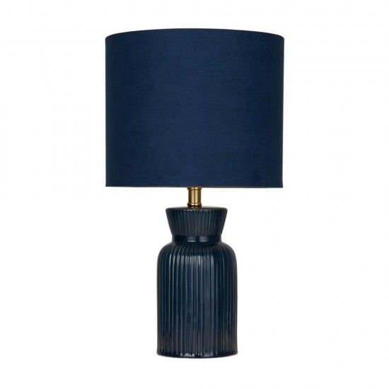 79220-006 Navy Ceramic Table Lamp with Navy Velvet Shade