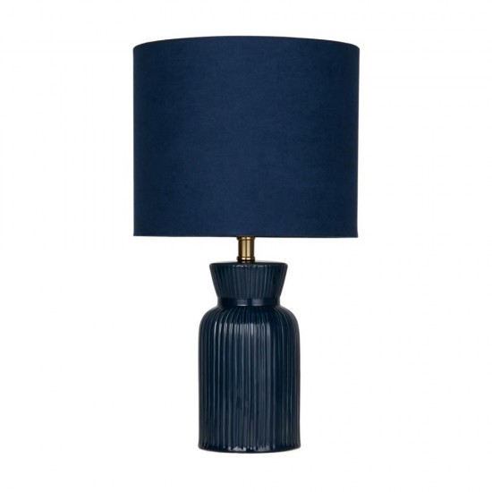 79220-006 Navy Ceramic Table Lamp with Navy Velvet Shade