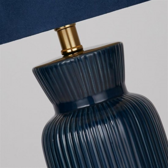 79220-006 Navy Ceramic Table Lamp with Navy Velvet Shade