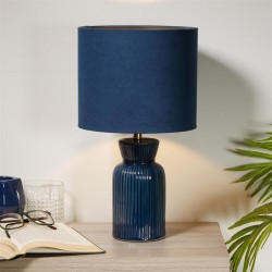 79220-006 Navy Ceramic Table Lamp with Navy Velvet Shade