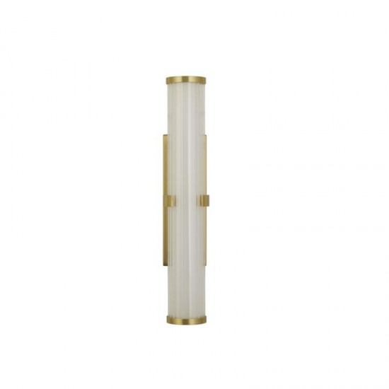 75452-006 Gold LED Wall Lamp with Ribbed Clear & White Glass