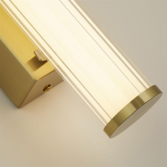 75452-006 Gold LED Wall Lamp with Ribbed Clear & White Glass