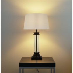 64588-006 Clear Glass & Black Table Lamp with Cream Shade
