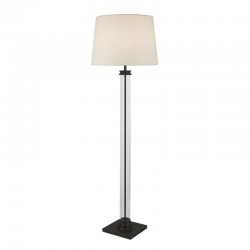 64590-006 Clear Glass & Black Floor Lamp with White Shade